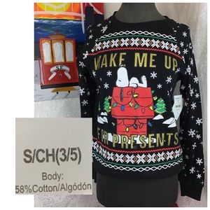 Snoopy Wake Me Up For Presents Sweatshirt Jrs SM
